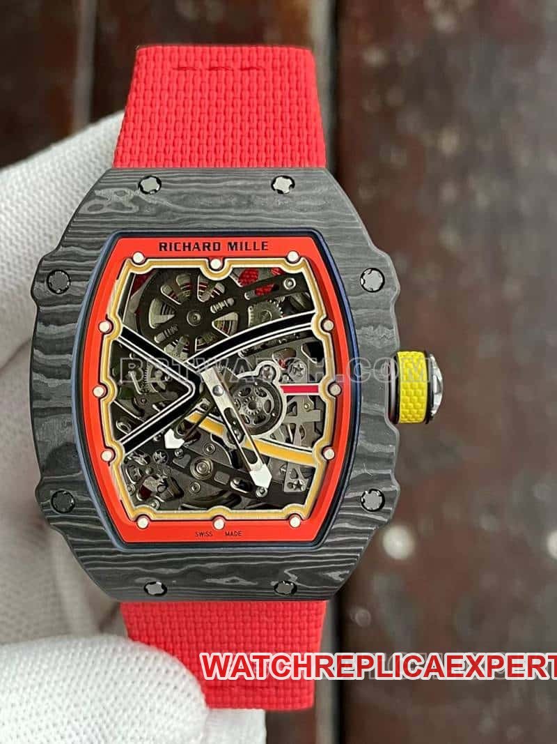 Richard Mille men's 1:1top-tier replica hollow plate red RM67-02front live photo
