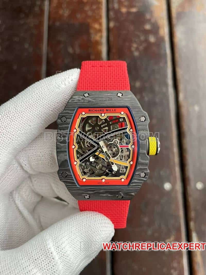 Richard Mille men's 1:1top-tier replica hollow plate red RM67-02front live photo