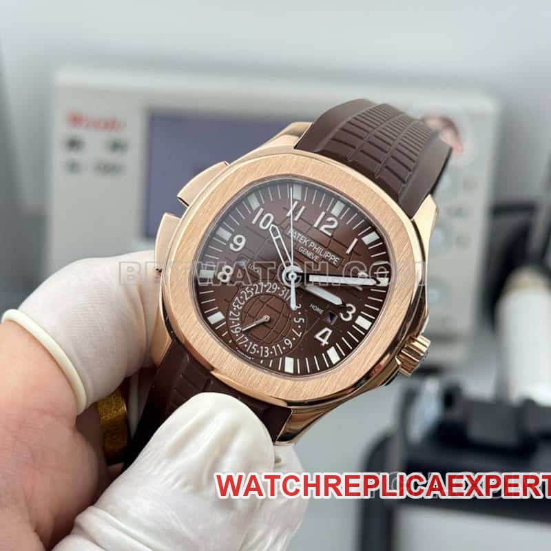 PP factory Patek PhilippeAQUANAUT1:1super clone brown disc grenade dual time zone 5164front live photo