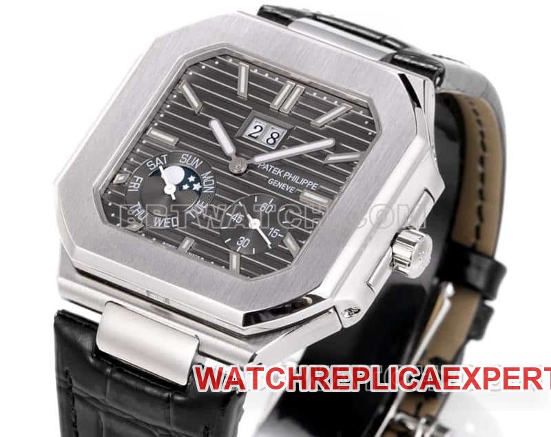 3K factory Patek Philippe CUBITUS top 1:1 super clone dark gray disk 5822 front real photo