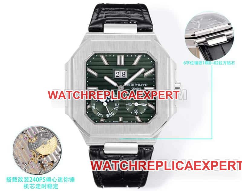 3K fábrica Patek Philippe CUBITUS réplica superior correa de esfera verde modelo mecánico 5822 — luxury replica watch guide | Watch Replica Expert