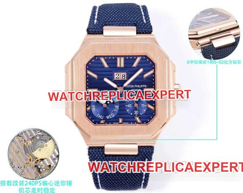 3K Fábrica Patek Philippe Patek Philippe CUBITUS 5822 1:1 Super A Réplica Mostrador Azul Rosa Ouro Mecânico Patek Philippe — luxury replica watch guide | Watch Replica Expert