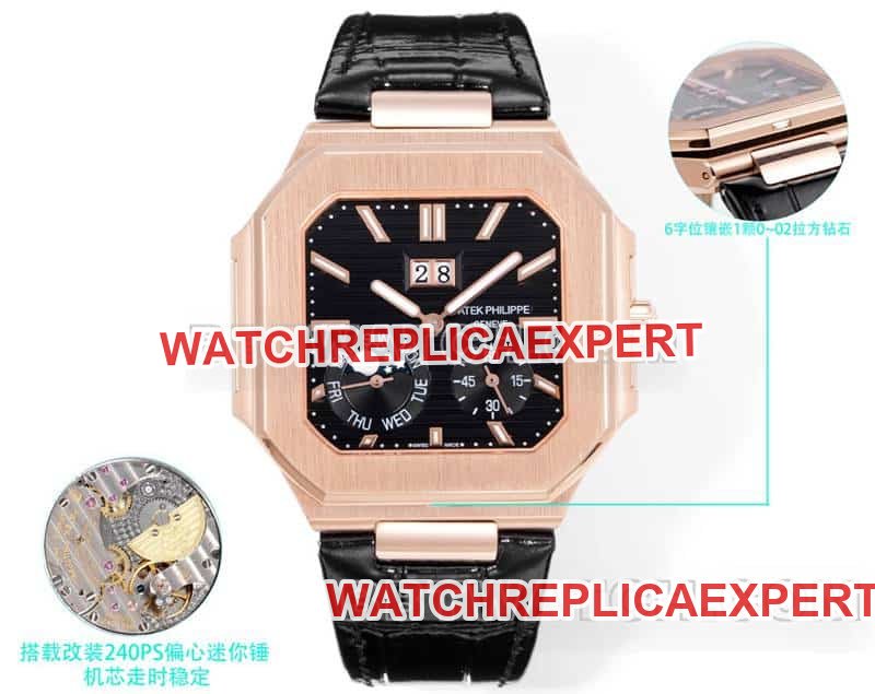 3K Factory Cubitus 1:1 Super A Réplica Patek Philippe Mostrador Preto Rosa Ouro Mecânico 5822 — luxury replica watch guide | Watch Replica Expert