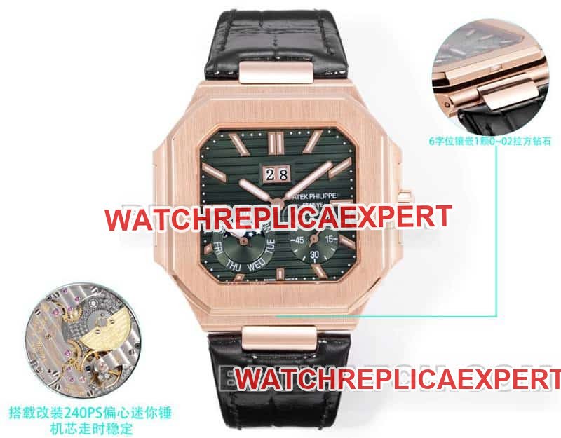 Patek Philippe CUBITUS 5822 3K Factory Green Dial Rose Gold Mecânico Topo Réplica 1:1 — luxury replica watch guide | Watch Replica Expert