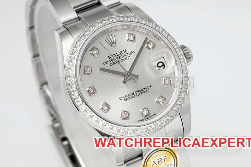 ARF FactoryRolex log super clone silver gray plate 31mm three grid link 278384front live photo