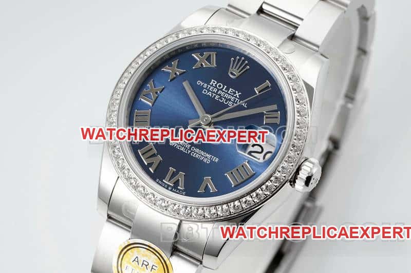 ARF FactoryRolex log top-tier replicablue dialdiamond bezel Roman numerals 31mm three-lattice chain link 278384front live photo