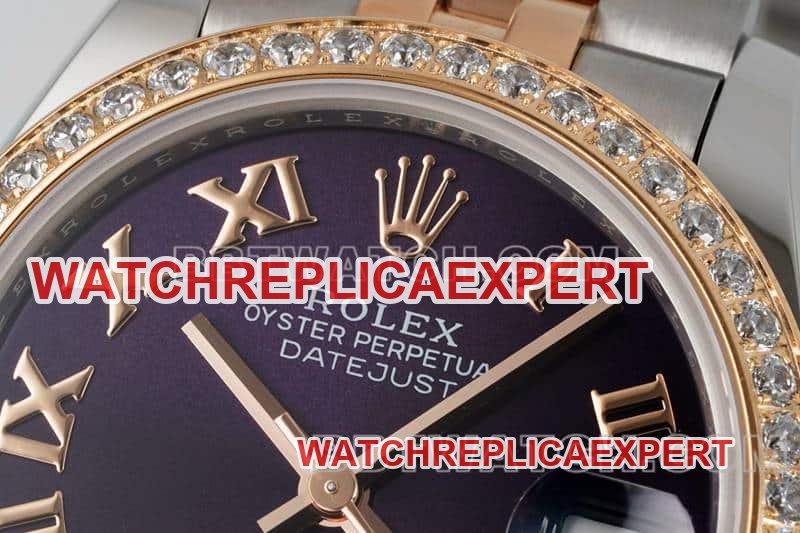 ARF FactoryRolex log 1:1super clone purple plate diamond bezel31mm intergold five-lattice chain link278381front live photo
