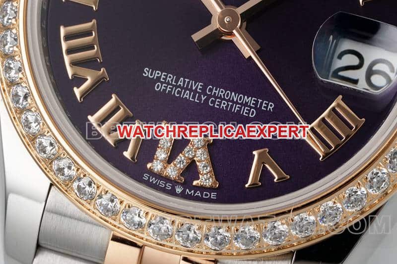 ARF FactoryRolex log 1:1super clone purple plate diamond bezel31mm intergold five-lattice chain link278381front live photo