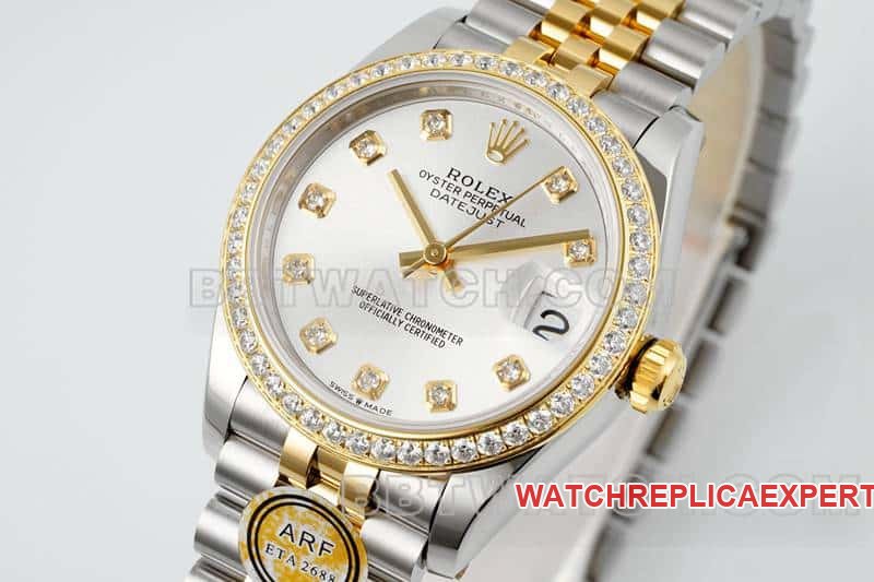 ARF FactoryRolex log top-tier 1:1high-quality replica high plate diamond bezel31mm intergold five-lattice chain link278383front live photo