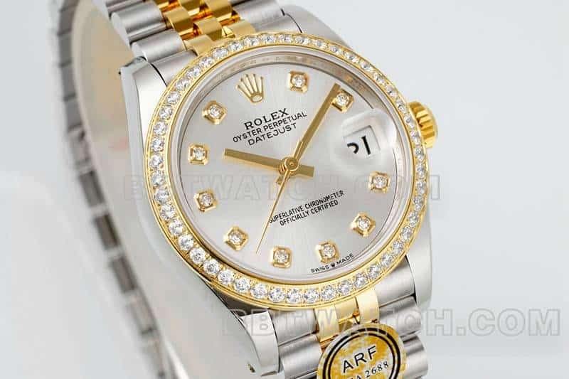 ARF FactoryRolex log top-tier 1:1high-quality replica high plate diamond bezel31mm intergold five-lattice chain link278383front live photo