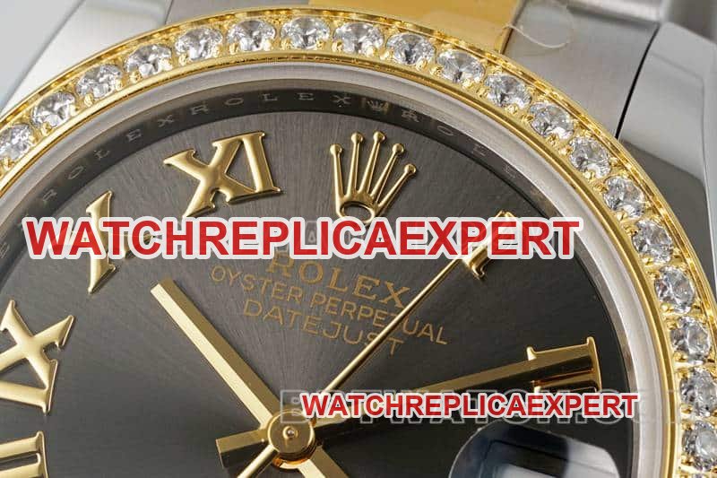 ARF factory rolex logbook 1:1 top replica dark gray disk diamond ring 31mm intermediate gold five compartment link 2783383 front real picture