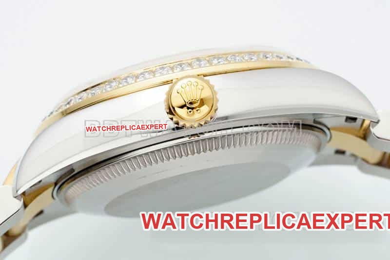 ARF factory rolex logbook 1:1 top replica dark gray disk diamond ring 31mm intermediate gold five compartment link 2783383 side actual photo