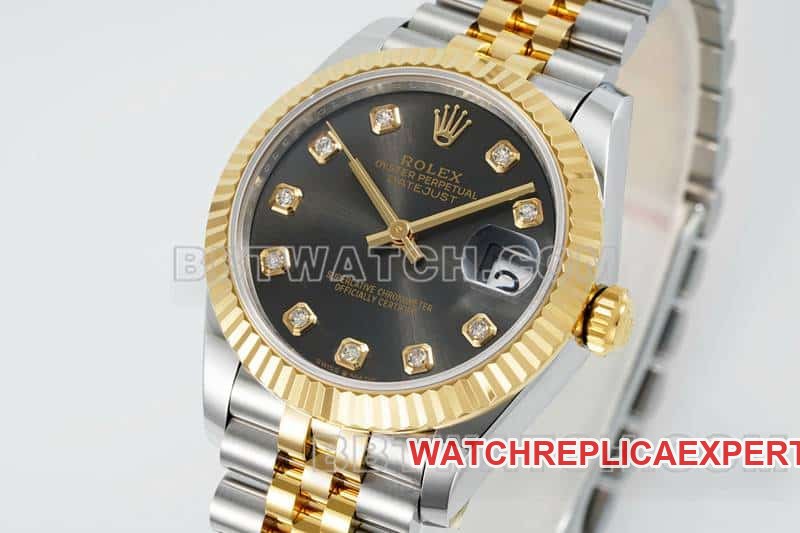 ARF FactoryRolex log super cloneblack dial31mm gold five-lattice chain link 278273front live photo