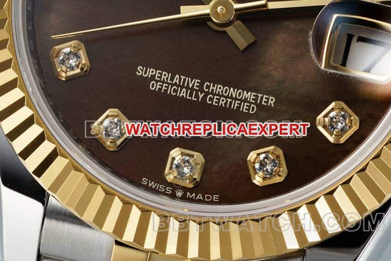 ARF FactoryRolex log top-tier 1:1high-quality replica black mother-of-pearl plate 31mm gold five-grid chain link 278273front live photo