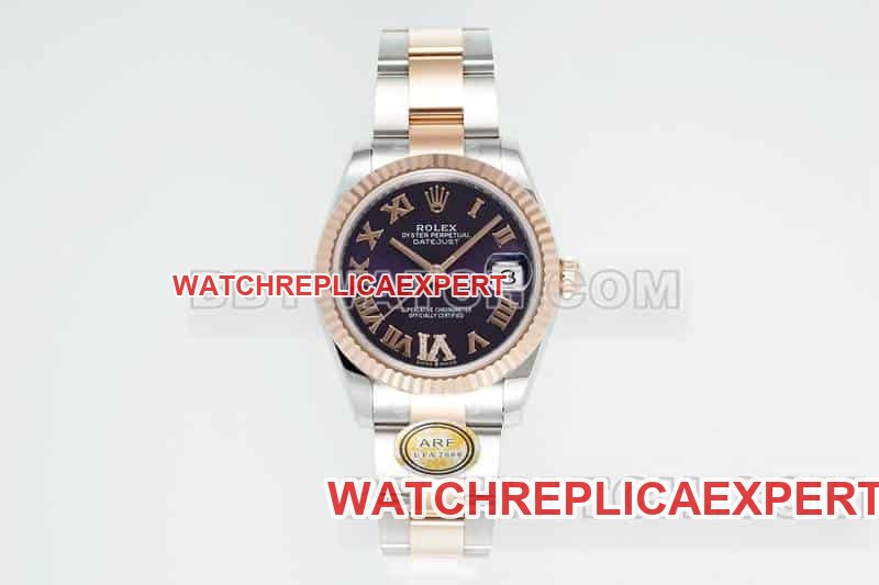 31 mm ARF Rolex Werkslogbuch Super A Super Clone, lila Scheibe, mechanische Zwischenglieder aus Gold mit drei Fächern, 278271 — detailed review and buying guide | Watch Replica Expert