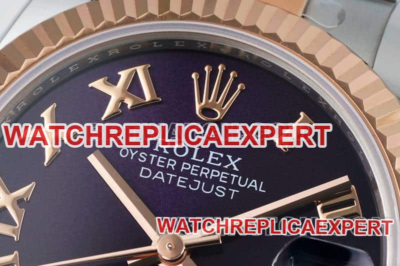 ARF FactoryRolex log super clone purple plate 31mm gold three-lattice chain link 278271front live photo
