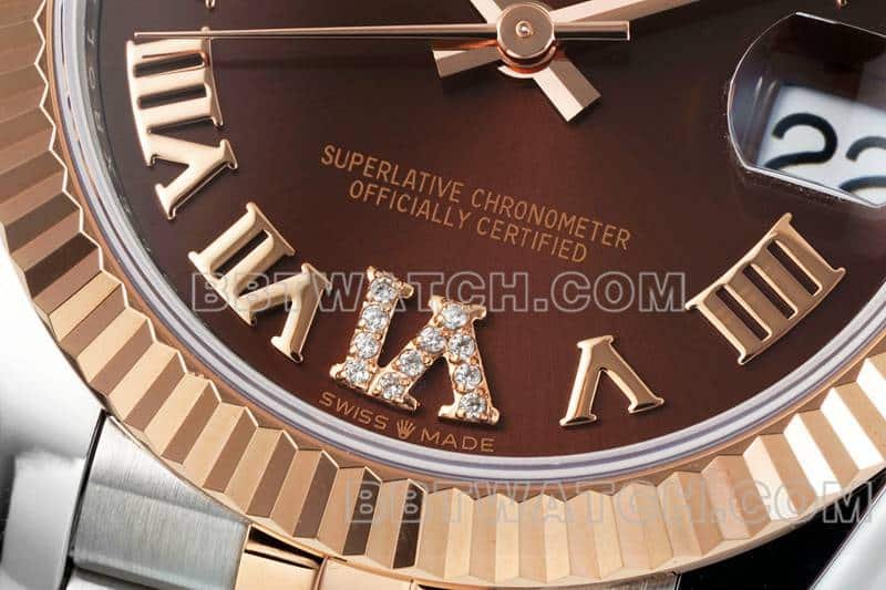 ARF FactoryRolex log 1:1super clone brown disk 31mm gold five-lattice chain link 278271front live photo