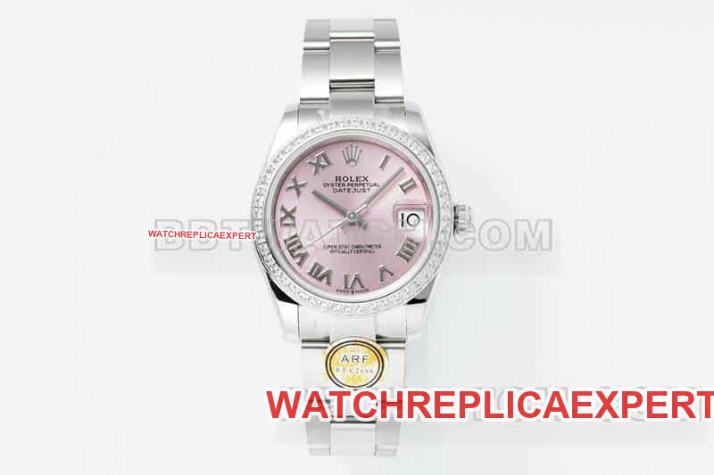 31mm ARF factory Rolex Datejust 1:1 Super A imitation fine cadran rose avec chiffres romains lunette diamant bracelet mécanique trois maillons 278289 — luxury replica watch guide | Watch Replica Expert