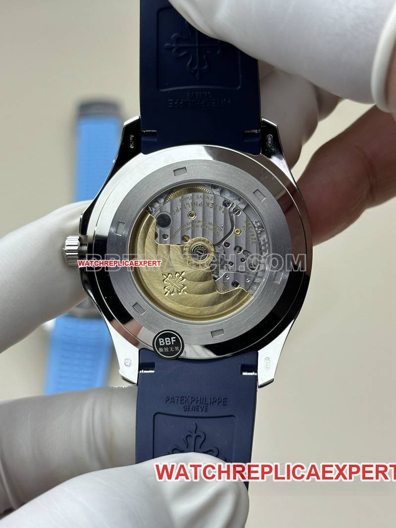 Patek Philippe best replica watch BBF factory grenade blue dial blue rubber model 5168G caseback live photo