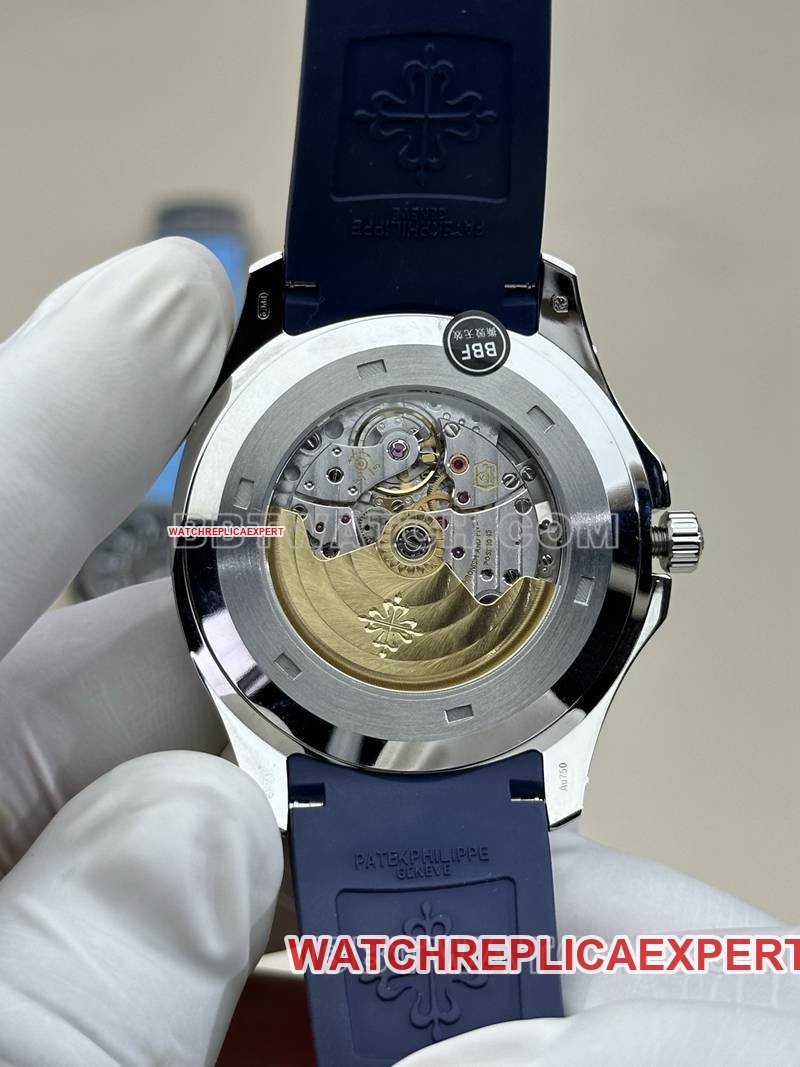 Patek Philippe best replica watch BBF factory grenade blue dial blue rubber model 5168G caseback live photo