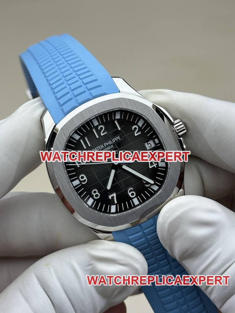 Patek Philippe super clone watch BBF factory grenade black dial blue rubber model 5167Afront live photo