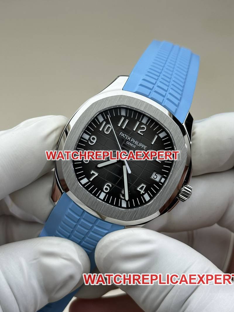 Patek Philippe super clone watch BBF factory grenade black dial blue rubber model 5167Afront live photo