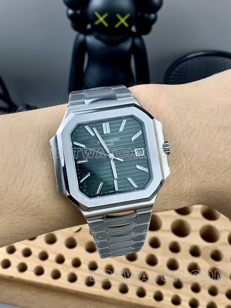 Patek Philippe1:1replica watch PPF FactoryCubitusgreen dial45MMsteel bracelet model 5821front live photo