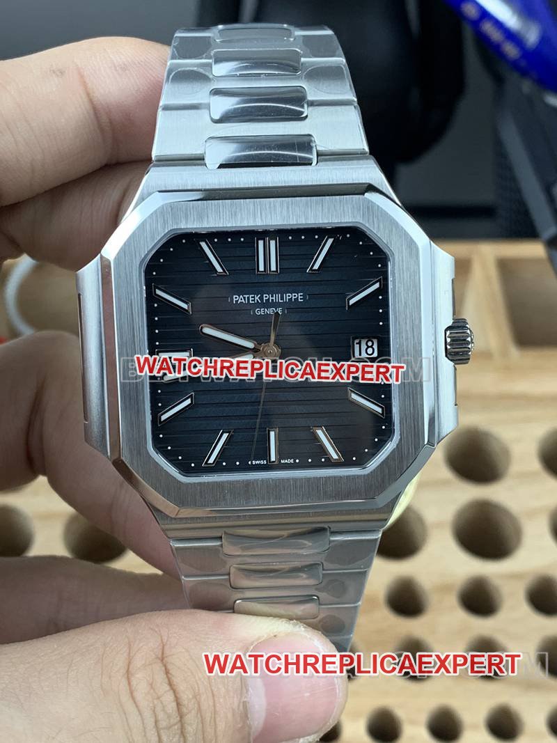 PPF Super Clone Watch Patek Philippe Factory Cubitus Black Dial 45MM Mechanical Steel Bracelet Model 5821