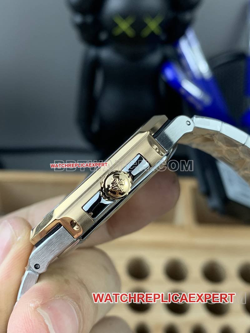 Patek Philippe best replica watch PPF FactoryCubitusblue dial45MM gold steel bracelet model 5821side live photo