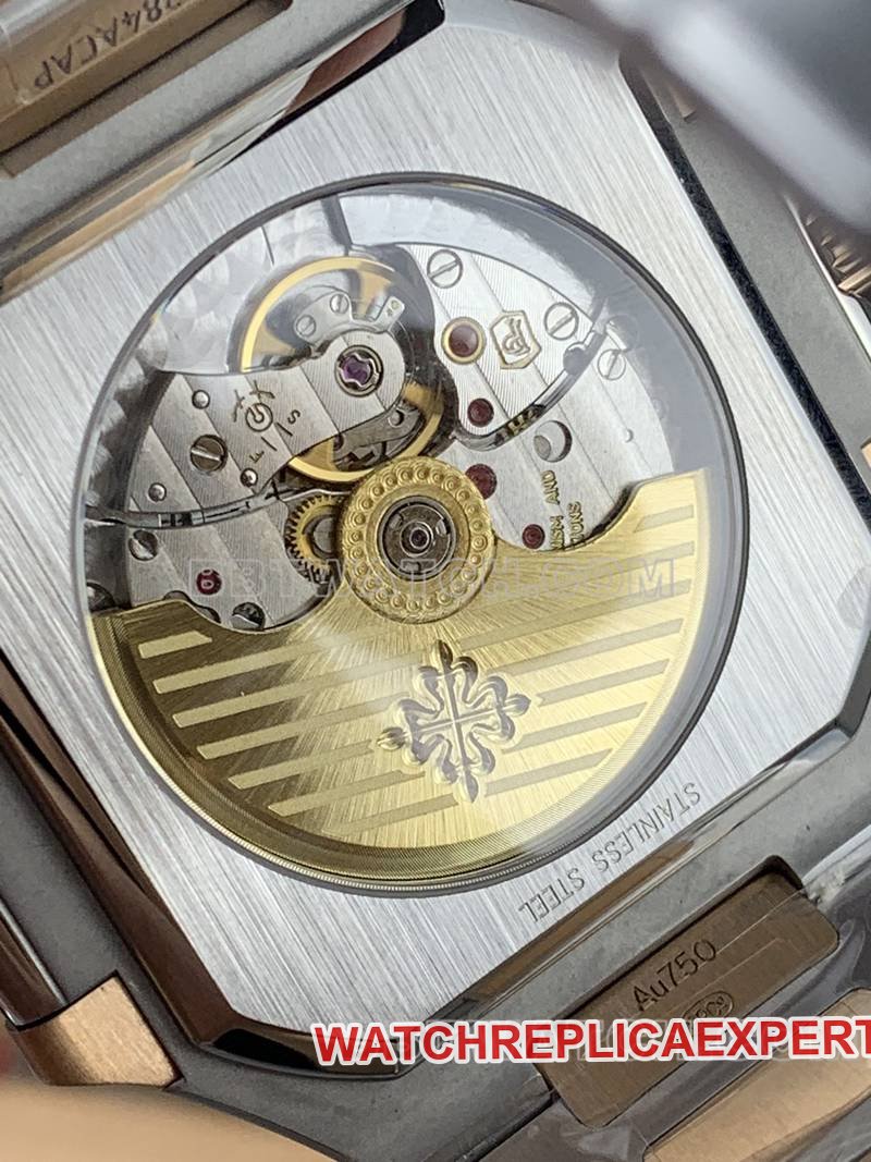 Patek Philippe best replica watch PPF FactoryCubitusblue dial45MM gold steel bracelet model 5821caseback live photo