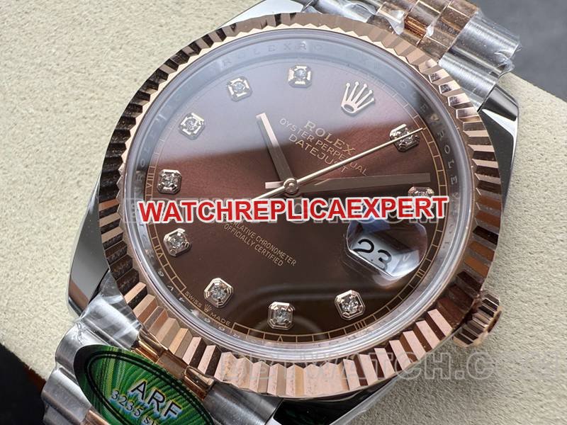 Las mejores réplicas de relojes 41 mm ARF Rolex Brown Disk 3235 Movimiento mecánico entre modelos de correa de acero en oro rosa — luxury replica watch guide | Watch Replica Expert