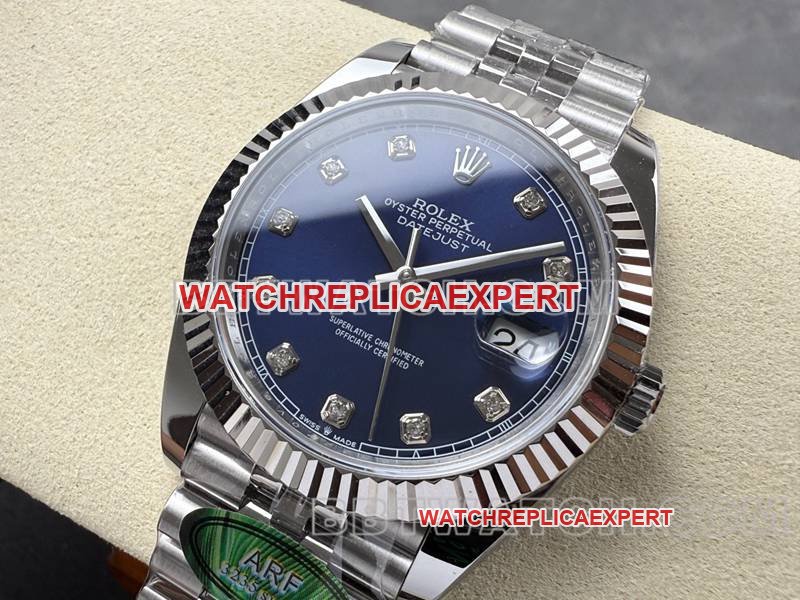 Réplica óptima de relojes de registro de fábrica placa azul 3235 movimiento mecánico modelos de correa de acero 41 mm ARF Rolex — luxury replica watch guide | Watch Replica Expert