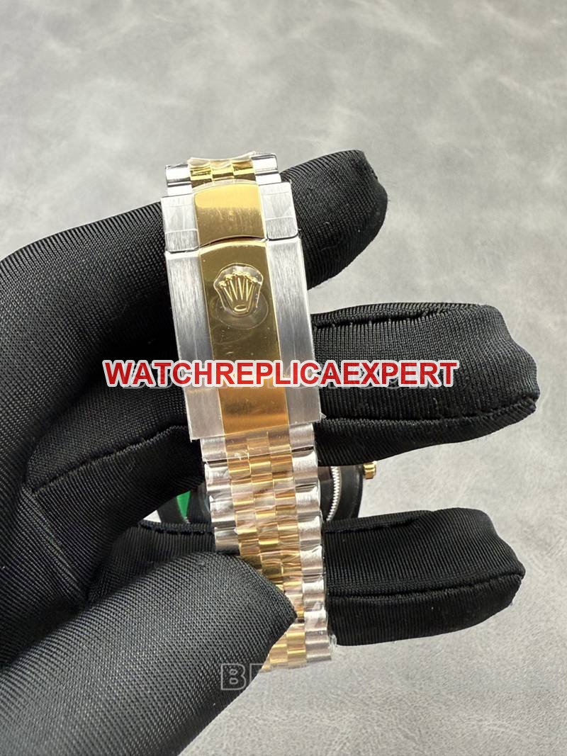 Rolex super clone watch ARF Factory log 41mm black dial 3235 gold steel bracelet bracelet live photos