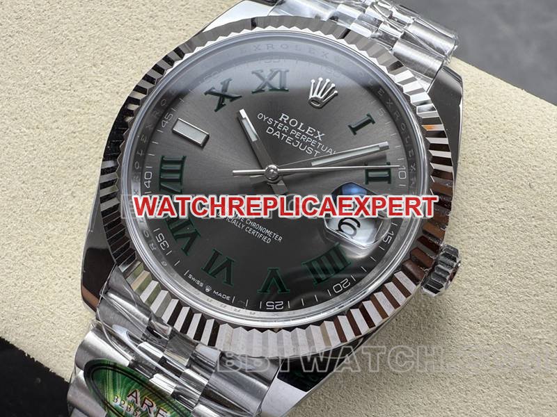 Las mejores réplicas de relojes con modelos de correa de acero con movimiento mecánico Rolex ARF de 41 mm, placa gris y verde 3235 — luxury replica watch guide | Watch Replica Expert