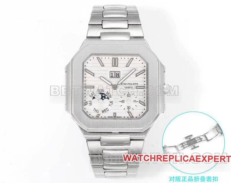 Patek Philippe1:1replica watch 3k factory 45mm black white dial240psmovementsteel bracelet model 5822front live photo