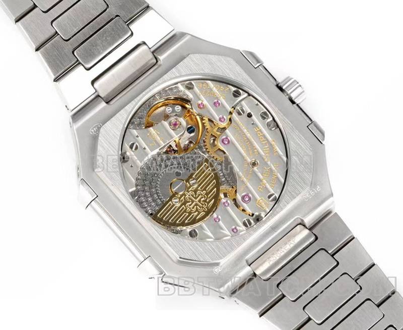 Patek Philippe1:1replica watch 3k factory 45mm black white dial240psmovementsteel bracelet model 5822caseback live photo