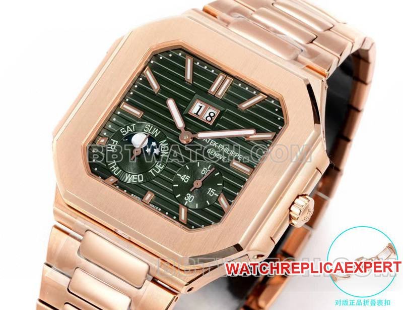 Patek Philippe super clone watch 3k factory 45mm brown green dial240psmovementrose goldsteel bracelet model 5822front live photo