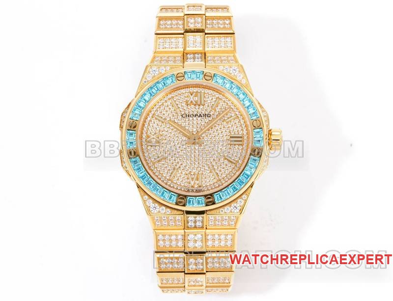Chopard 1:1 Replik-Uhren GH Factory Snowy Mountain Pride 41 mm Pavé-Diamanten, mechanisches Goldstahlarmband, Modelle 41 mm Chopard — detailed review and buying guide | Watch Replica Expert