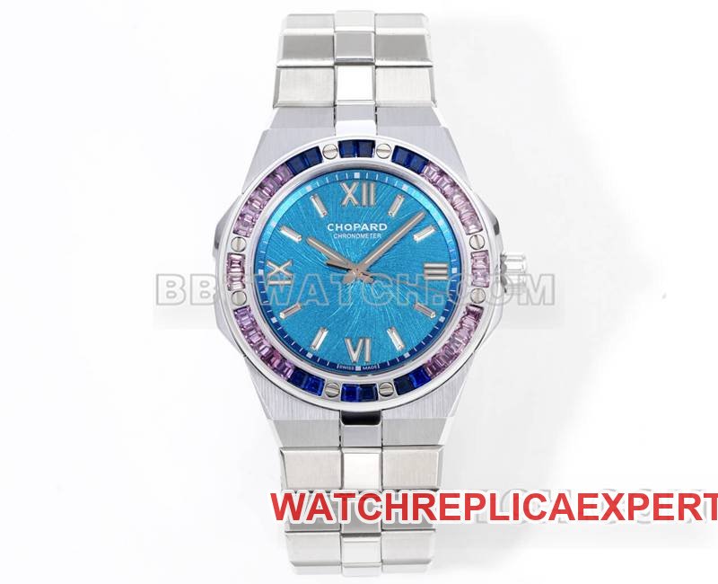 Relógio Chopard super clone de 41 mm GH fábrica Snow Mountain Proud Wing com mostrador azul, cristal de safira, moldura de diamante, movimento mecânico, pulseira de aço — luxury replica watch guide | Watch Replica Expert