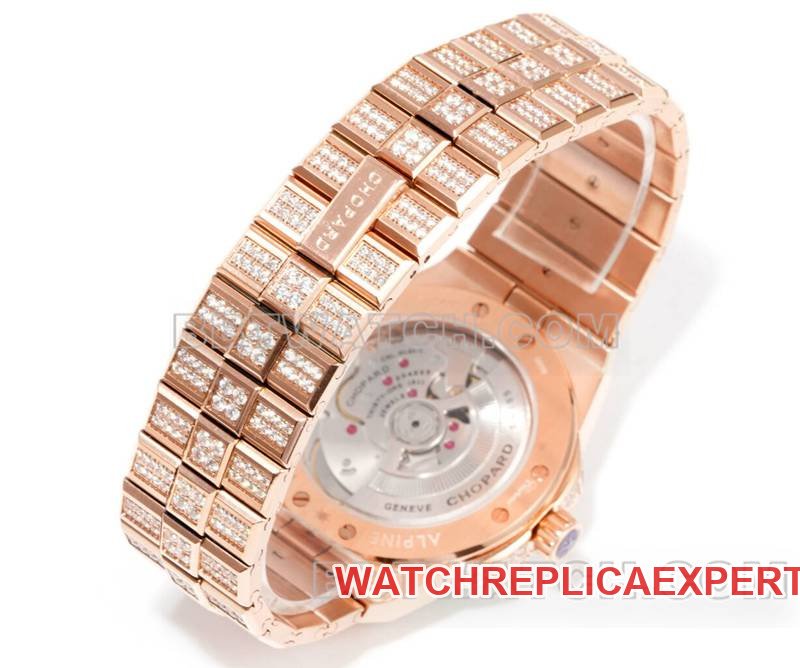 Chopard's best replica watch GH factory Xueshan Aoyi 41mm pavé diamond rose goldsteel bracelet bracelet live photos