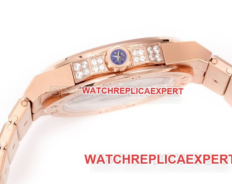 Chopard's best replica watch GH factory Xueshan Aoyi 41mm pavé diamond rose goldsteel bracelet model side live photo