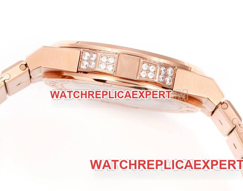 Chopard best replica watch GH factory snow mountain proud wing 41mm pavé diamond rose goldsteel braceletside live photo