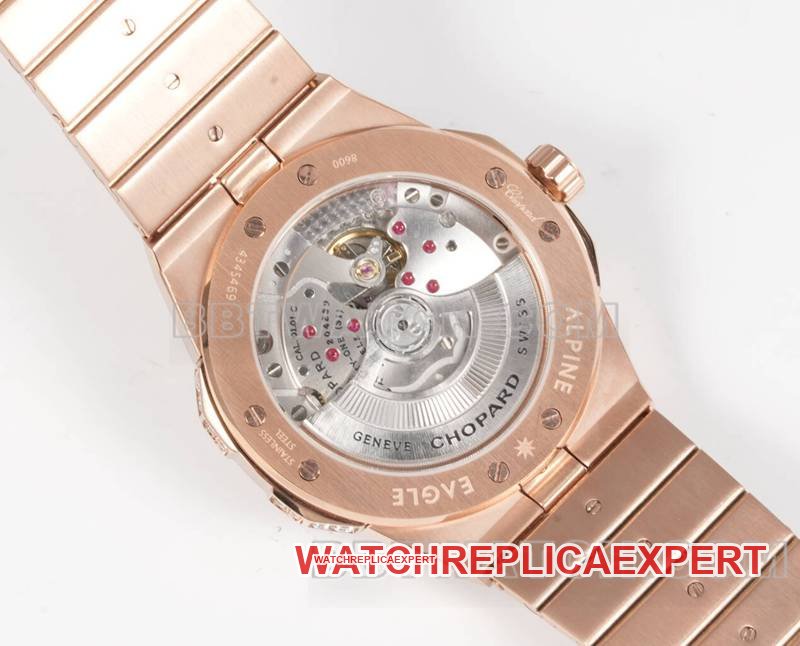 Chopard's best replica watch GH factory Xueshan Aoyi 41mm pavé diamond rose goldsteel bracelet caseback live photo