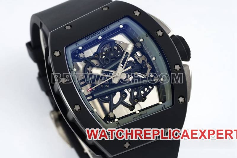 Richard Mille super clone watch R factory hollow plate white rubber model RM061front live photo