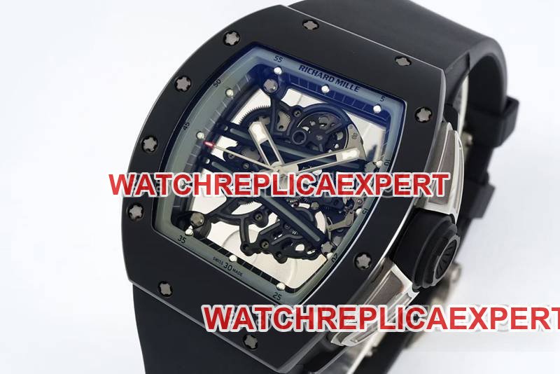 Richard Mille super clone watch R factory hollow plate white rubber model RM061front live photo