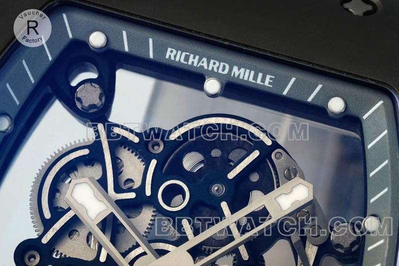 Richard Mille1:1replica watch R factory hollow plate gray rubber model RM055front live photo