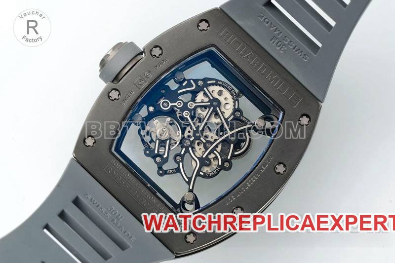 Richard Mille1:1replica watch R factory hollow plate gray rubber model RM055caseback live photo