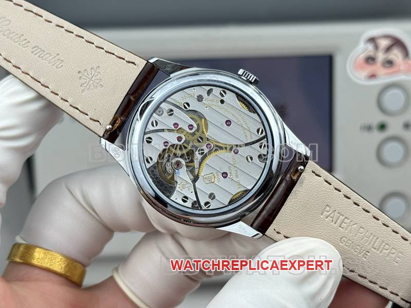 Patek Philippetop-tier replica watch SDF factory classic rose gold plate 39mmleather strap caseback live photo