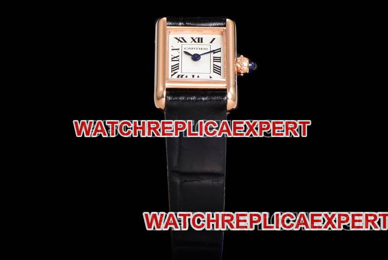 Cartier top replica watches F1 factory tank white disk rose gold case belt models front real picture