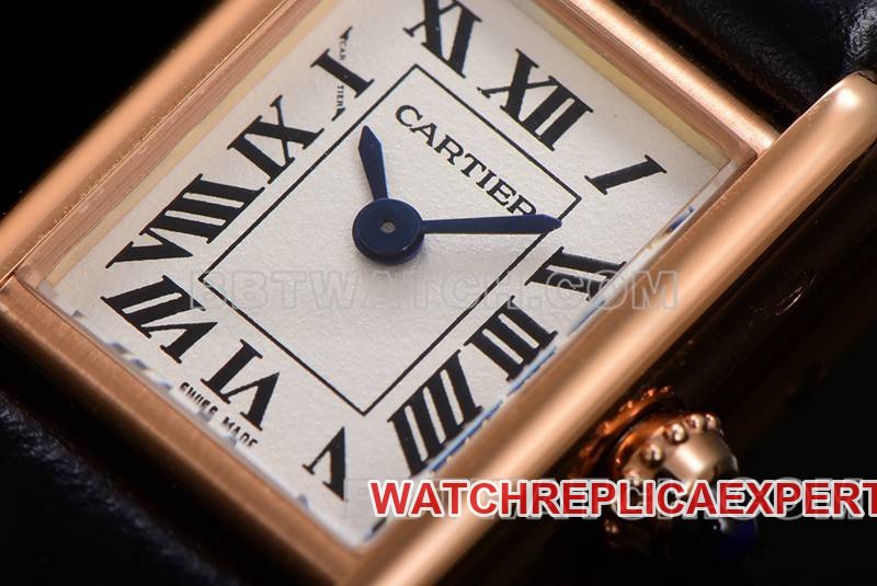 Cartier top replica watches F1 factory tank white disk rose gold case belt models front real picture